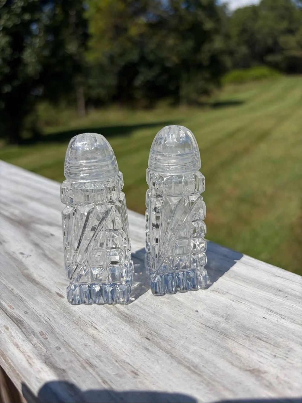 Vintage Lead Crystal Glass Salt & Pepper Shakers Western Germany